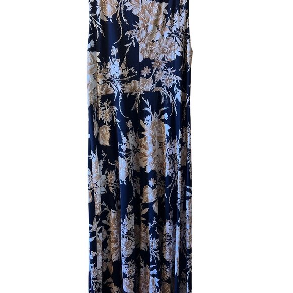 Womens Navy Blue Floral Maxi Dress  1X - Picture 9 of 10